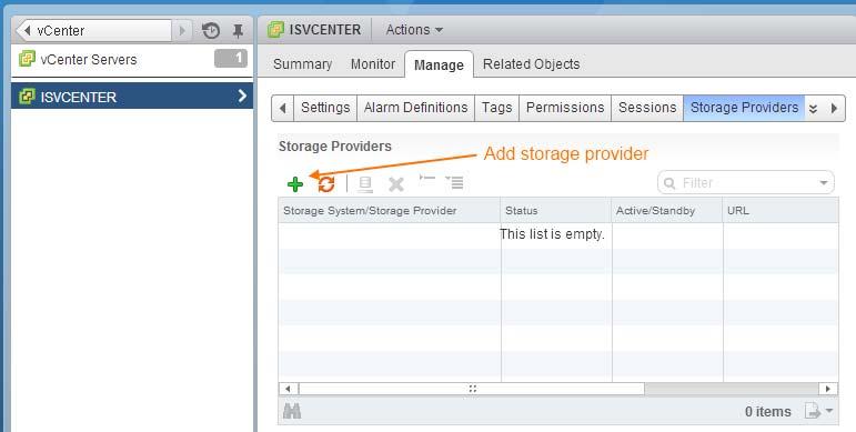 Figure 11: Adding a storage provider A new configuration window opens asking for the various connectivity parameters.