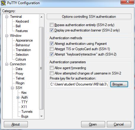 Public Key Encryption (5) Set up your private key file. Public Key Encryption (6) Save the session, so that it remembers the private key file location.