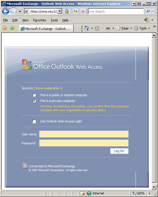 Life After Webmail Reference Guide (An Introduction to Outlook Web Access 2007 Client User Interface) https://owa.wiu.k12.