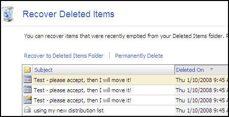 Recovering Deleted Items If you have recently emptied items from your Deleted Items folder, you now have the ability to recover data deleted within the past four days.
