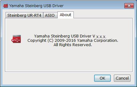 [Yamaha Steinberg USB ASIO] [Control Panel]. Click the upper tabs to select the desired window.