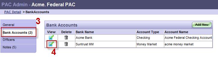 Bank Transactions 1. Mouse over PAC Admin and click PAC Details. 2.