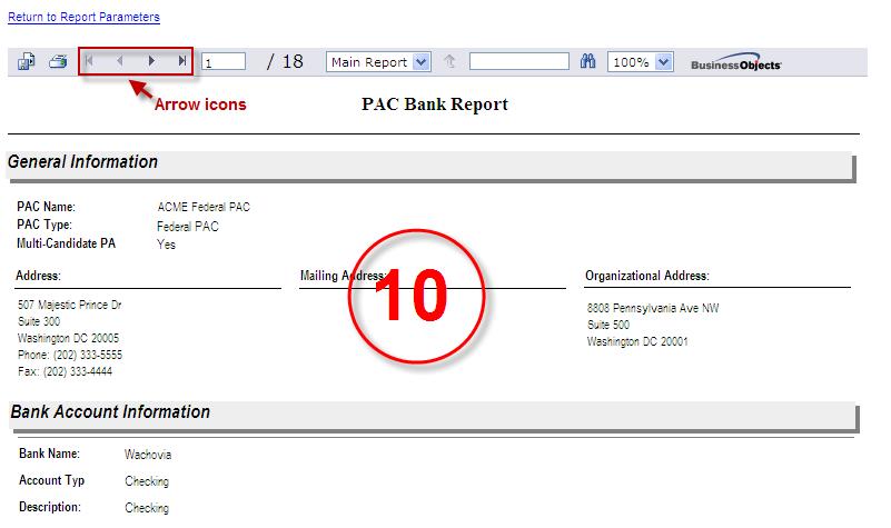 10. View the PAC Bank Report General Information.