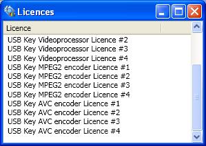 2. Viewing License Information The Licenses window reference window that contains a list of all available licenses.