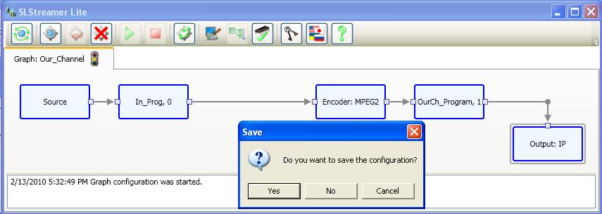 To complete the graph configuration, click the Finish graph configuration button (). When the window opens, click Yes (2) to save the changes and apply them. 2 5.
