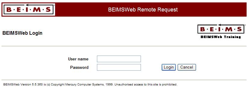 Using BEIMSWeb This exercise will take you through logging into BEIMSWeb creating a request getting the alert accepting the request checking the BEIMSWeb Request status updating the progress on the