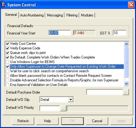 2. The System Control Screen will now open 3. Change the setting for to be set as on.