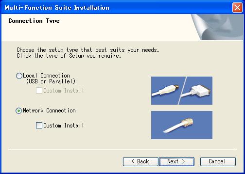 Step 2 For Interface Cable Users (For 98/98SE/Me/NT/2000 Professional/XP/XP Professional x64 Edition) 8 When the Multi-Function Suite Software License Agreement window appears, read the agreement,