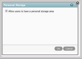 Figure 9-2 Setting Default and Individual Storage Quotas Personal Storage 1. Enable personal storage.