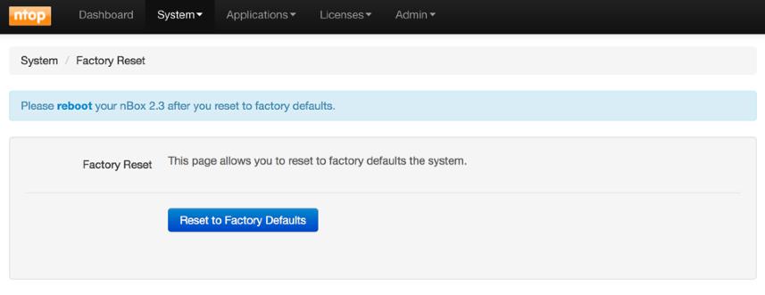 defaults using the Factory Reset section.