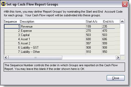 C H A P T E R 4 Reporting: monitoring your business Running the Cash Flow report Press F4 to add a row or press F8 to delete a row.
