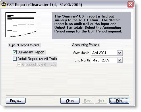 Reporting: monitoring your business Running GST reports 4 C H A P T E R Running GST reports The GST reports are used to track the GST you have paid on purchases and have collected on sales.