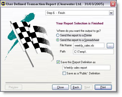 Reporting: monitoring your business Running User-Defined Transactions reports 4 C H A P T E R Step 6 Finish 1 Choose what you want to do with the report. Preview the report generated correctly.