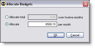 The Maintain Budgets window displays the Budget Values tab. 2 Enter budget monetary amounts in the Budget Values tab. a b Highlight an account for which budget figures are to be entered.
