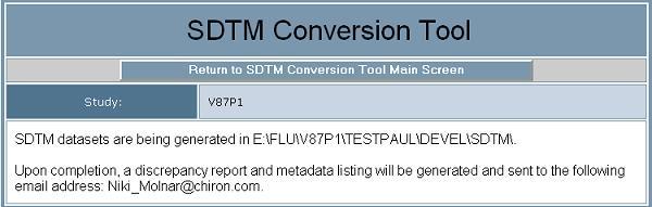 SDTM Conversion Tool: Output #1. DEVEL\SDTM output #2.