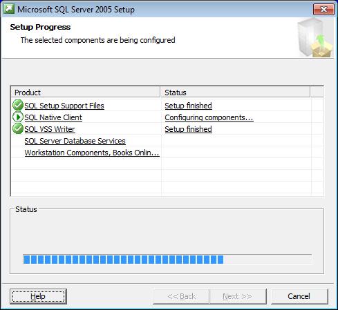 4.3 Microsoft SQL Express will then install. Systems with MSSQL 2000 will have SQL Express installed as well.