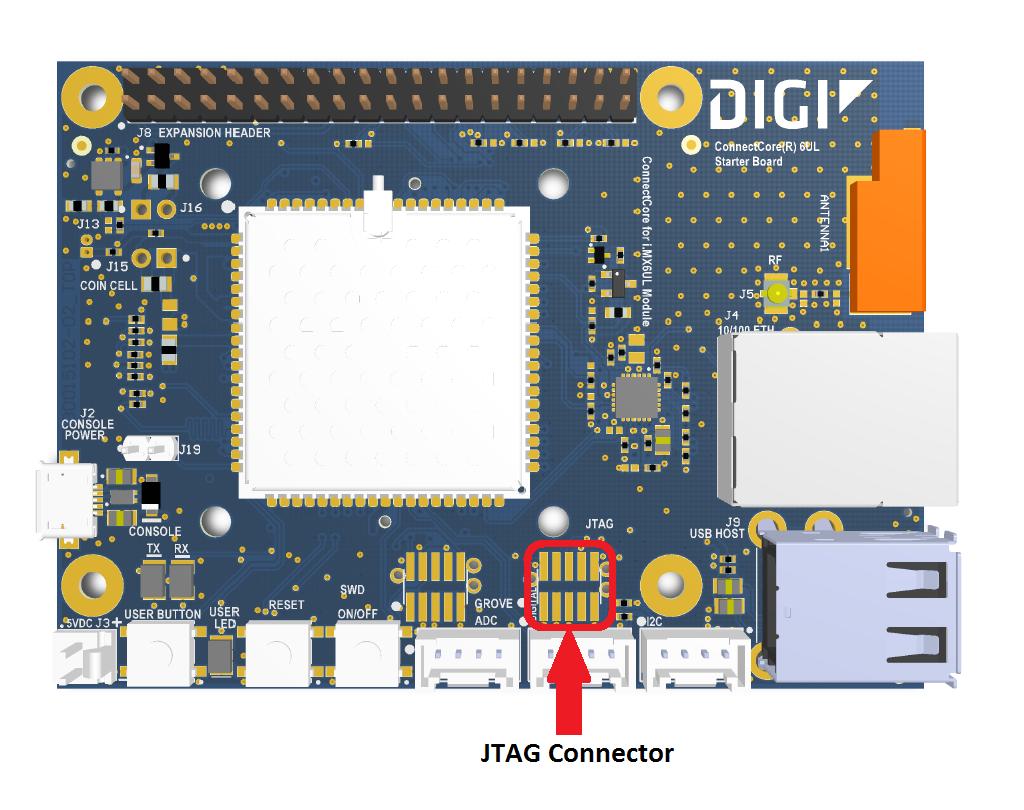 JTAG JTAG The ConnectCore 6UL Starter Board provides two options for accessing the i.mx6ul JTAG debug port. The first option is a 2x5, 1.