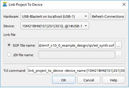 9. Intel Cyclone 10 GX EMIF IP Debugging 9.8.2.1. General Workflow To use the EMIF Toolkit, you must link your compiled project to a device, and create a communication channel to the connection that you want to examine.