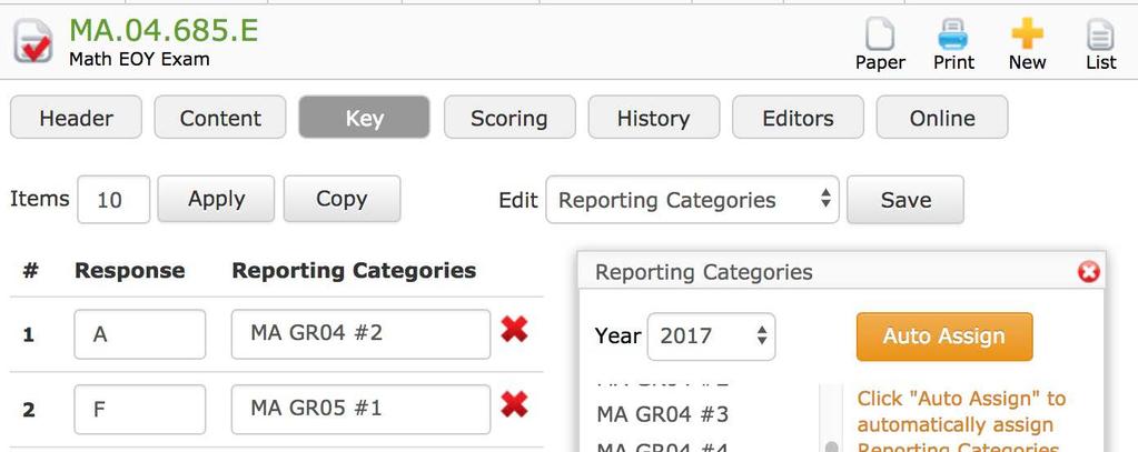 7 > > Choose Reporting Categories from the drop-down menu Click in the box next to the response.