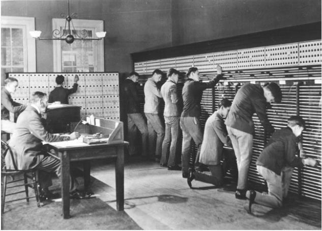Manual switchboard operators (circa 1877) Telecom