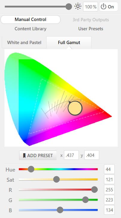 Full Gamut Full Gamut, shown in fig. 45, offers you coordinates in Ketra s extended gamut of color possibilities.