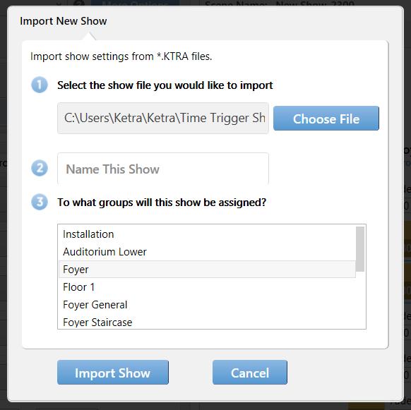 fig. 80 1 Select the show file you would like to import. Click Choose File to select the file from a list.