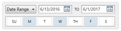 Date Range: Set a range of dates for the show to run, using the two calendars. You can also choose days of the week to run. In fig.