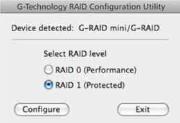 Select the RAID 1 (Protected) or RAID 0 (Performance) radio button.