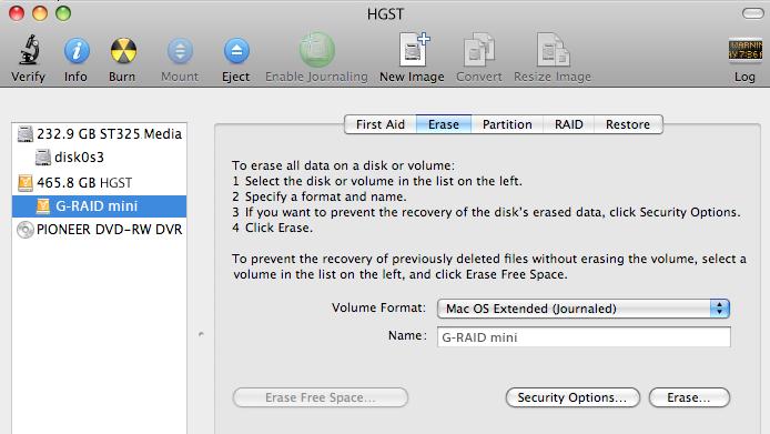 Maintenance for Your Drive Initialize Drive for Mac G-RAID mini was factory-formatted for use or initialized for Mac OS.