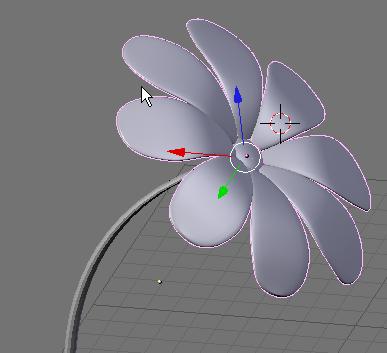 Adjust the Petals and Button as needed. Select the Petals, Button and Curved Stem.