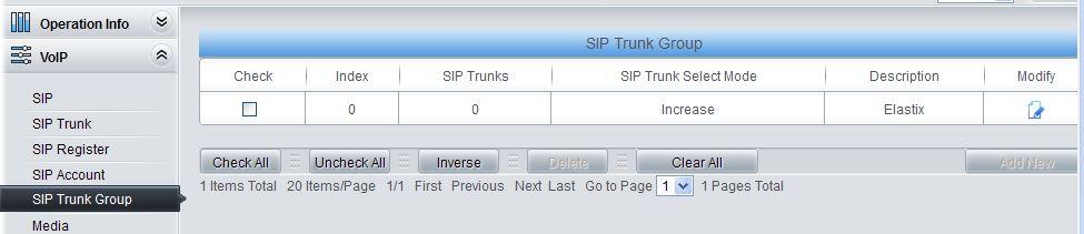 9) Click on SIP Trunk Group on the toolbar, add the SIP Trunk 0 into SIP Trunk