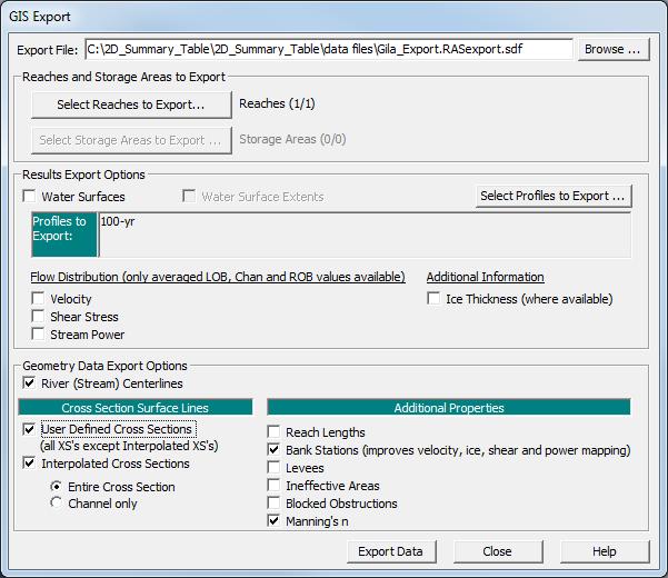 2. Click Browse to bring up the Enter/Select GIS Export File 3. Browse to the 2D_Summary_Table\data files folder. 4.