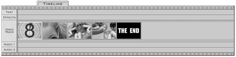 15 16 1 2 3 4 Understanding the Storyboard/Timeline Movies are created by combining various components: still images, videos, audio files, transitions, text effects, and special effects.