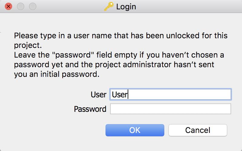Login window In the default configuration, only administrators are able to open the user management, add users or change rights.