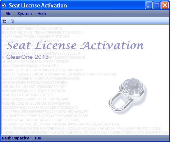 Import Generated Key into the Seat License Activation Program Insert the Bank Dongle into an available USB port and double-click on the Seat License Activation program icon to load the program and