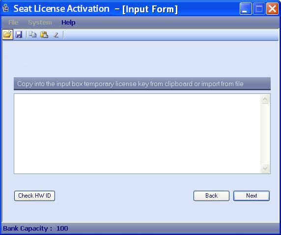 Input File When you have received the Generate Key for the COLLABORATE Desktop computer you wish to grant a Seat License, click on the License Generator Wizard icon on the main screen of the Seat