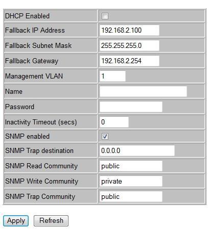 DHCP Enabled: Click the box to enable DHCP Fallback IP address: Manually assign the IP address that the network is using.
