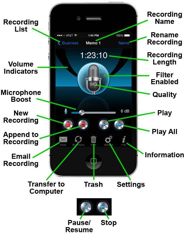 PureAudio Live Recorder User Guide Index Record and Playback Recording List Recording Details Category List Email Recording Wi-Fi Sync Settings itunes File Sharing Record and Playback Make a