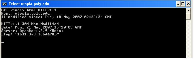 message with the status code. Telnet is not available in Windows 7 by default. to make it available, go to Control Panel, Programs and Features, Turn Windows Features On or Off, Check Telnet client.