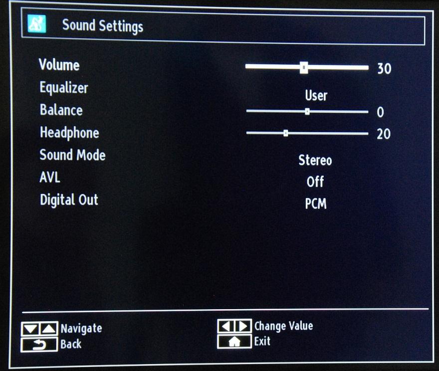 The equalizer menu settings can be changed manually only when the Equalizer Mode is in User mode. - Balance: This setting is used for emphasizing left or right speaker balance.