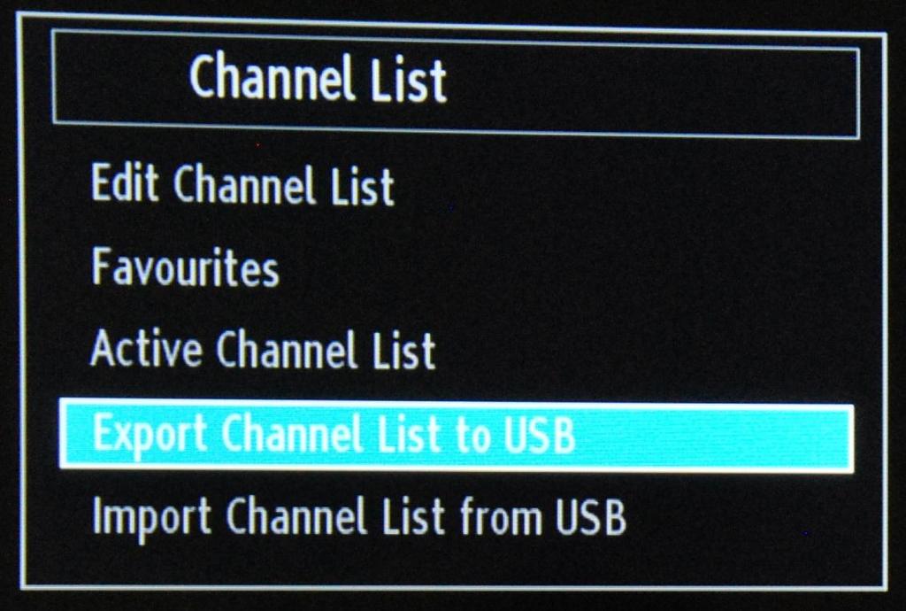 Export Channel list to USB: This option will export the channel to USB. The exported channel plan can managed on PC using Channel Editor Application. See appendix 1.
