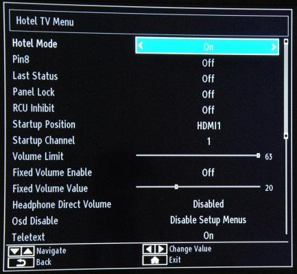 10. Professional Settings [Hotel Mode] Feature to enable or disable the Hotel TV Menu