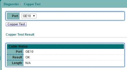 13.5 Copper Test To perform the copper length diagnostic, click Diagnostics > Copper Test.