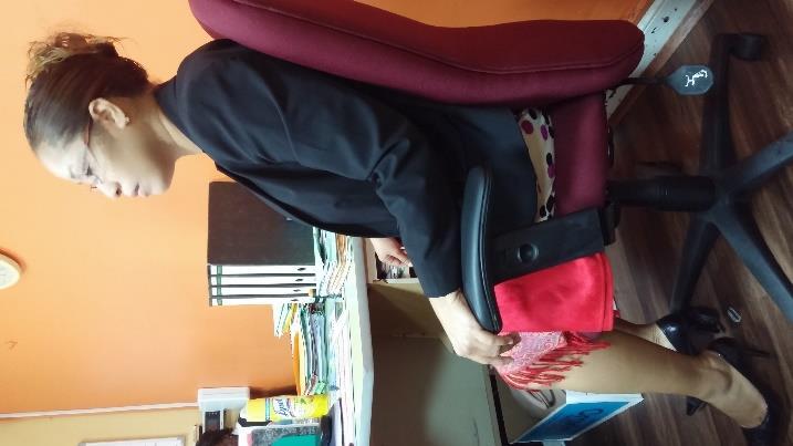 6. User sitting on chair Chair is too big for user, feet cannot properly reach the floor, back support and forearms are not