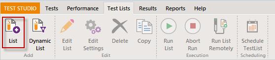 TEST LISTS In the Standalone version you can execute one or more tests through a Test List. There are two types of Test Lists: Static and Dynamic.