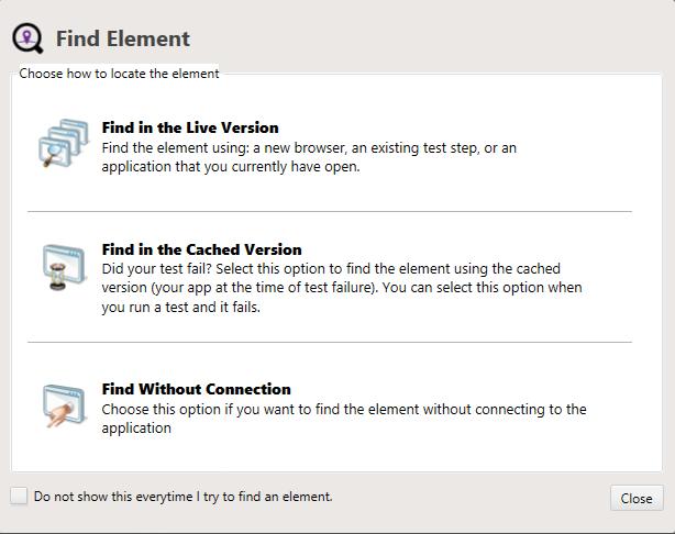 Version - find the element using the latest version of a new browser
