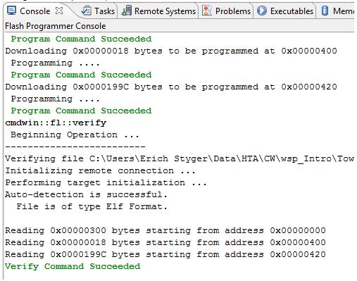 Flash Programmer When the task is executed, the Console view shows the following results. Figure 7-8.