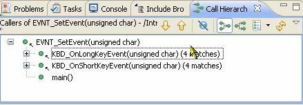 Chapter 2 IDE 2.6.12 How do I view call hierarchy in my source code? To view or browse through the call hierarchy: 1. Right-click on a symbol in the source file and select Open Call Hierarchy.