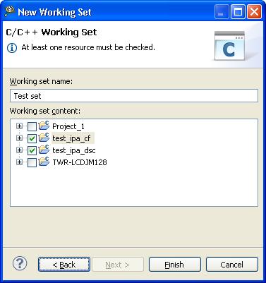 Chapter 2 IDE Figure 2-90. New Working Set - C/C++ Working Set Page 4.