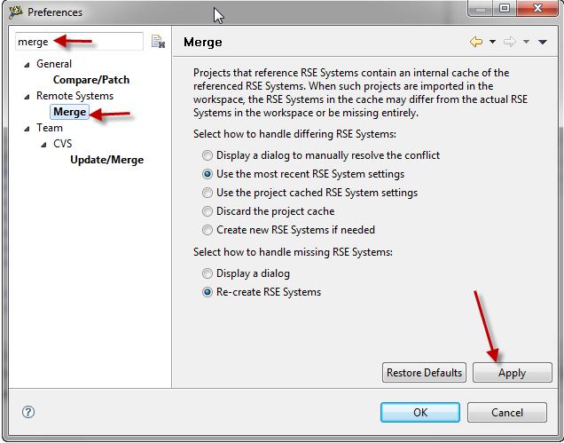 In the Preferences dialog box, select s > Merge. The Merge page appears in the Preferences dialog box.